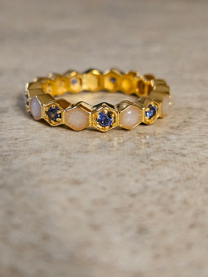 Sage | Honeycomb Hexagon Birthstone Bezel