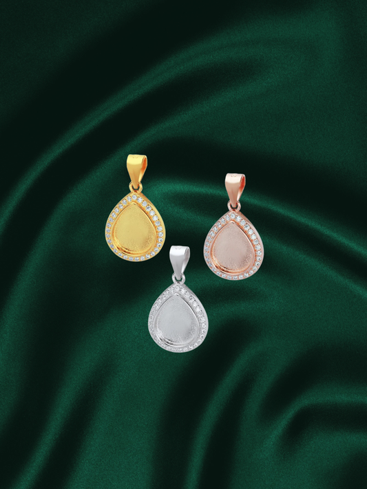 Peperomia| Teardrop Halo Bezel Necklace