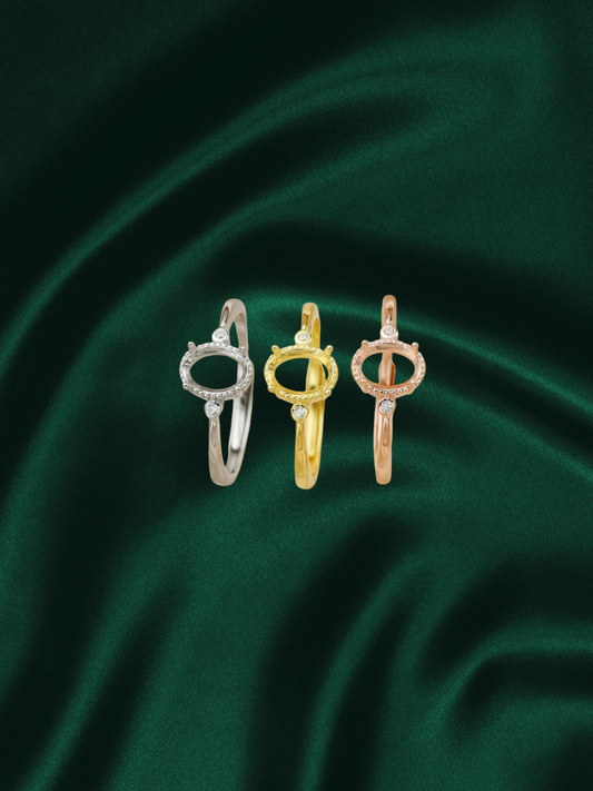 Yarrow | Oval Prong ring with side stones