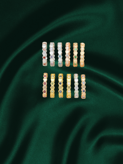 Sage | Honeycomb Hexagon Birthstone Bezel